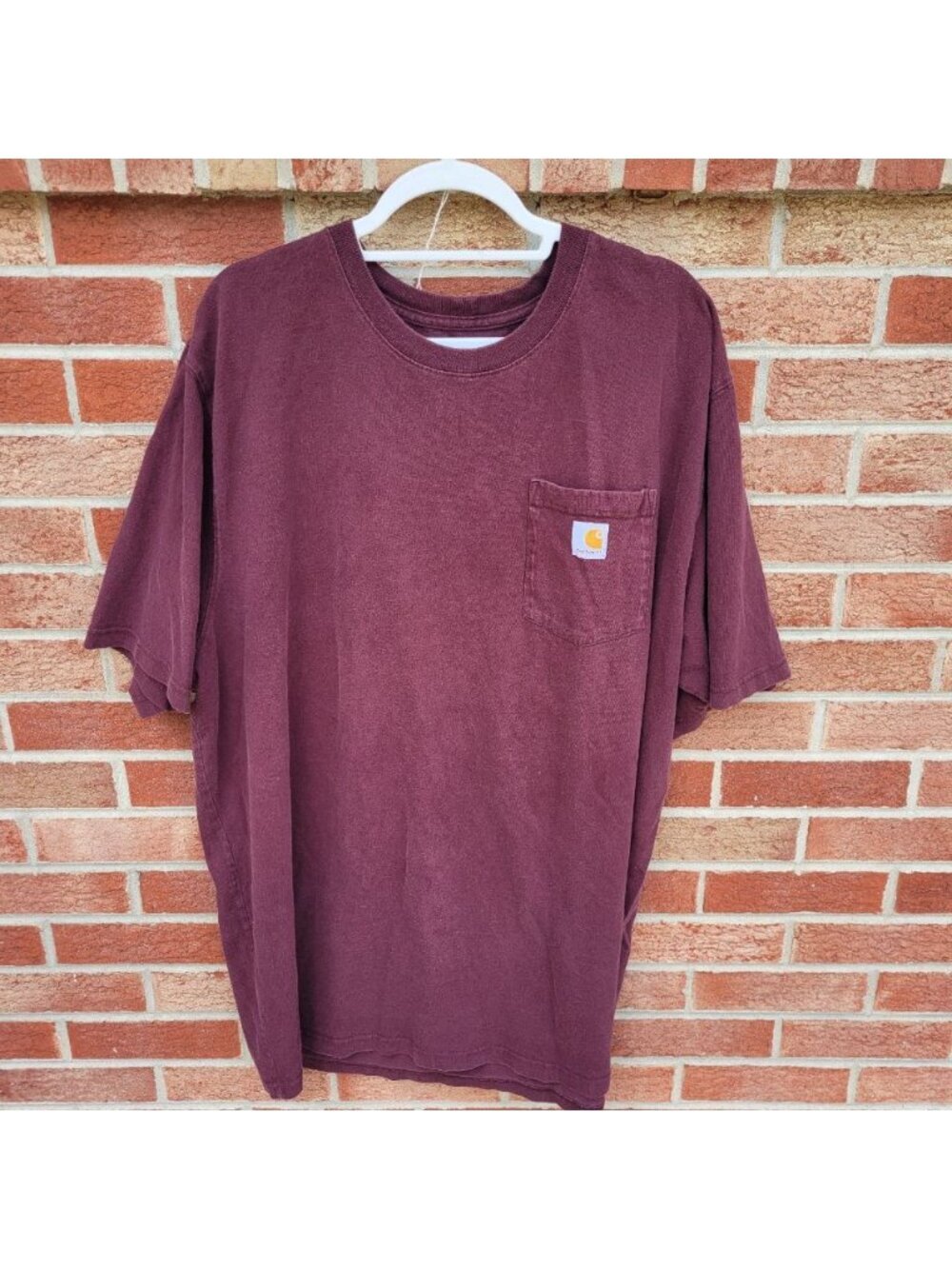 Carhartt Loose Fit Tee Shirt Men's Size 2XL Tall Maroon Red Pullover Distressed